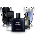 Kit 5 Perfumes Masculinos – Bleu de Chanel + 212 VIP Black + Santal 33 + Invictus + Invictus Victory